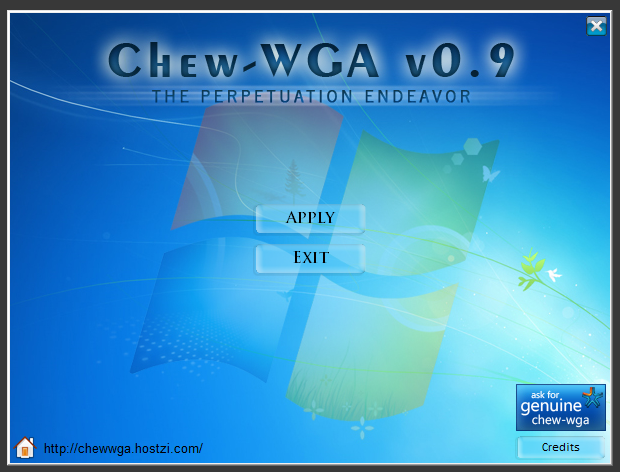 Интерфейс активатора Chew WGA для Windows 7