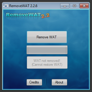 Интерфейс программы RemoveWAT для активации Windows 7