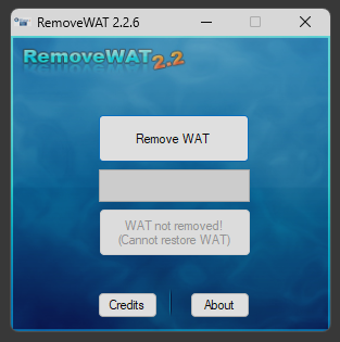 Интерфейс программы RemoveWAT