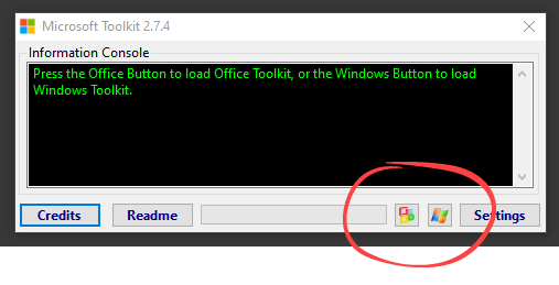 Кнопки активации Windows и Office в Microsoft Toolkit