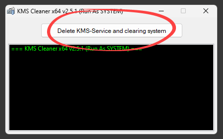 Процесс работы с KMSCleaner